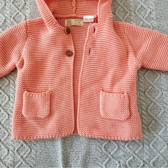 Zara Baby Coral Knit Hooded Cardigan - Picture 5 of 9